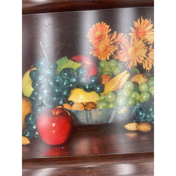 Vintage Fruit & Floral Print Serving Trays  Set Of 2  1940s Kitchen Home Decor - Picture 3 of 8